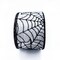 Designer's Shop WR 63-5113 Halloween Black Spider Web on White Satin wired edge ribbons, 2.5" x 10 yards